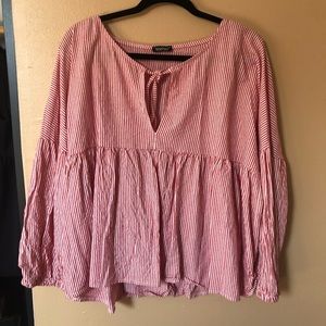 Boohoo Striped Puff Sleeve Top